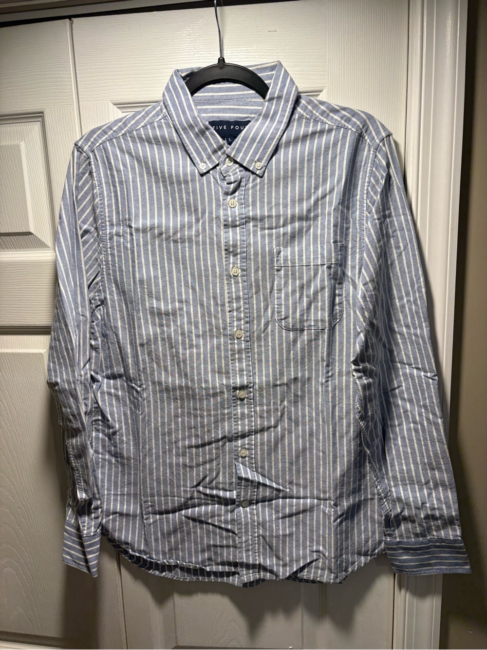 Five Four Light Blue and White Striped Button-Down Shirt